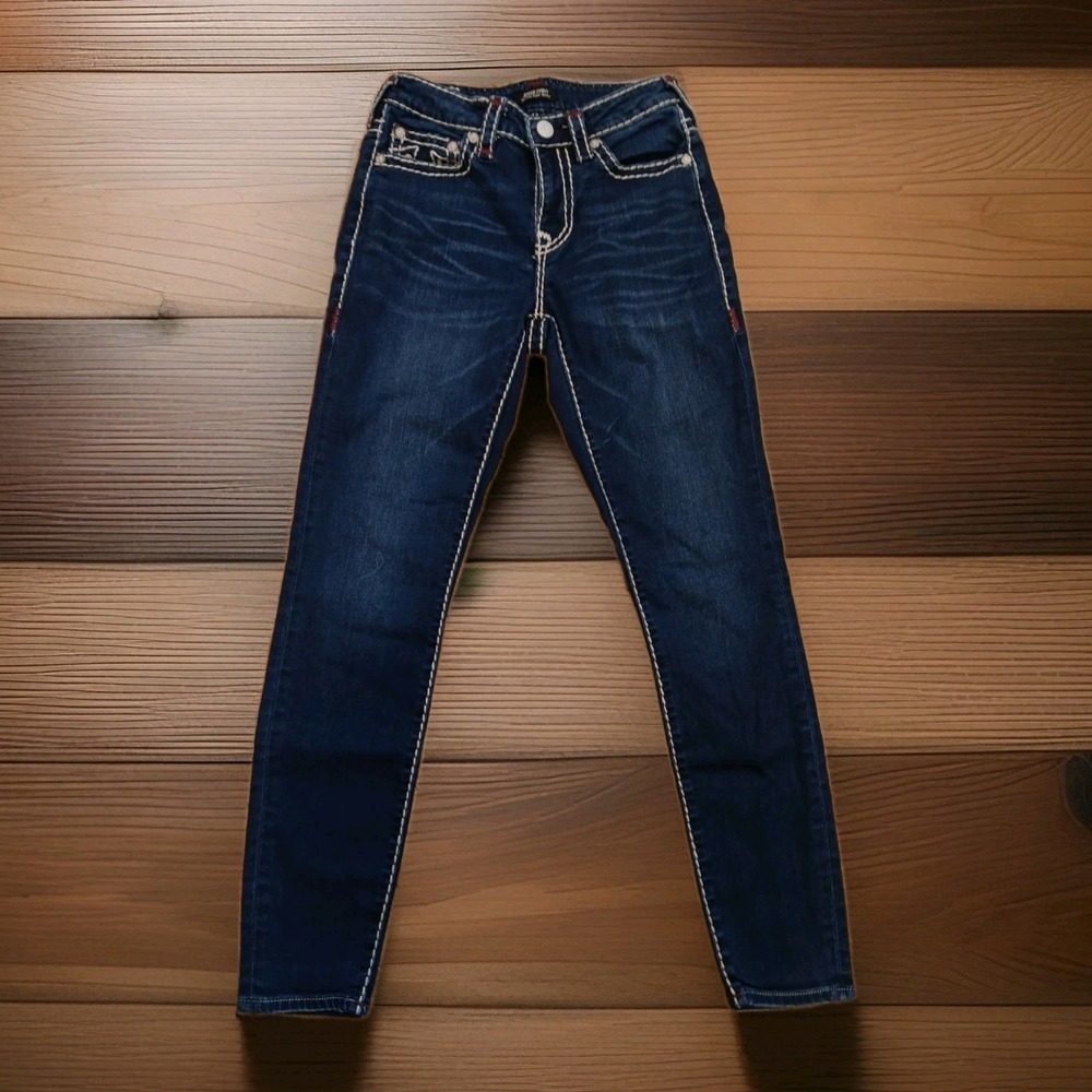 True Religion Jenny Super T Curvy Super Skinny Jeans Women 27 Blue THICK STITCH